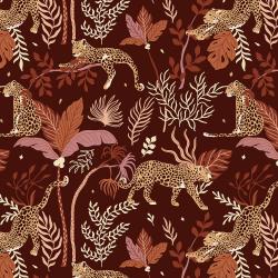 Magic of the Serengeti by Julia Dreams for RJR Fabrics - Deep Plum Leopard