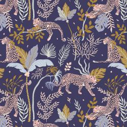Magic of the Serengeti by Julia Dreams for RJR Fabrics - Navy Leopard