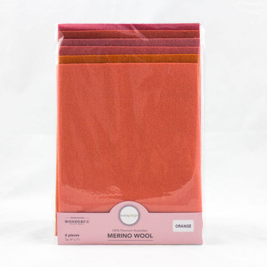 Sue Spargo Wool Fabric - 1/32 Wool Fabric Pack - 9" x 7" - Orange