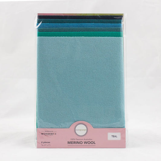 Sue Spargo Wool Fabric - 1/32 Wool Fabric Pack - 9" x 7" - Teal