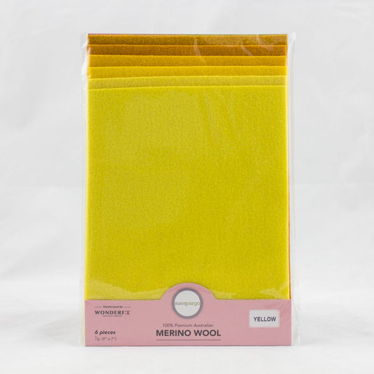 Sue Spargo Wool Fabric - 1/32 Wool Fabric Pack - 9" x 7" - Yellow